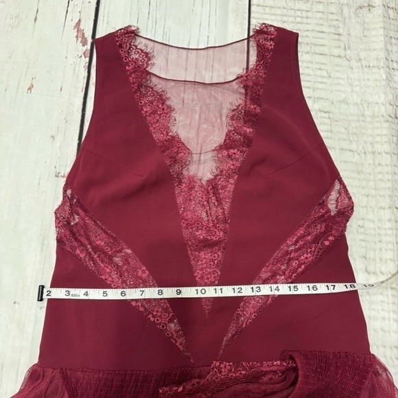 FREE PEOPLE “Dove Dress” Partial sheer Lace Drop waist tiered Skirt Size 10 GUC - Picture 10 of 16